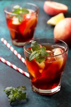Peach ice tea Stock Photos