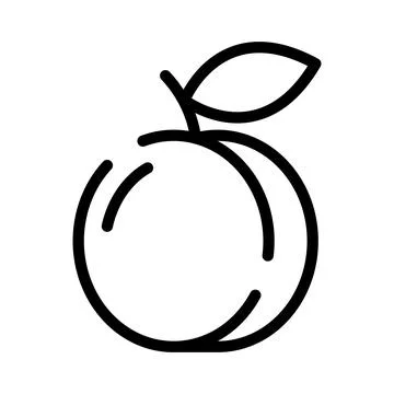 Peach icon. Flat pictogram for web. Line stroke. Simple symbol isolated on wh Stock Illustration