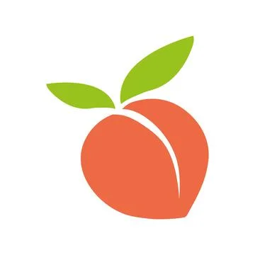 Peach icon,vector illustration. Flat design style. Stock Illustration