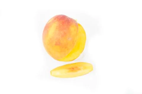 Peach isolate. Peach slice on white Foto stock