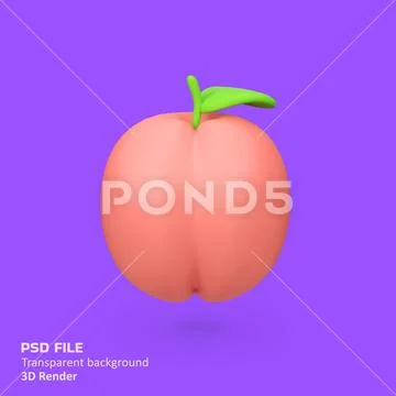 Peach isolated 3d render icon illustration Modello PSD