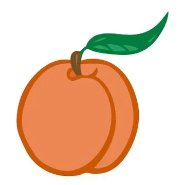 Peach. Isolated object. Flat vector image. Stock Illustration