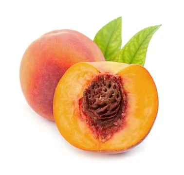 Peach with leaves. Stock Photos