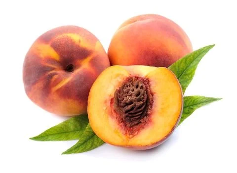 Peach with leaves . Foto stock
