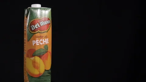 Peach nectar del monte centre shot 4k Stock Footage 107850333