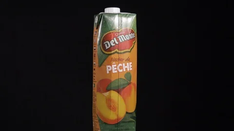 Peach nectar del monte centre shot 4k Stock Footage 107850338