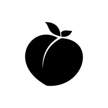 Peach nectarine fruit vector black icon. EPS 10. Tropical fruits illustration Stock Illustration