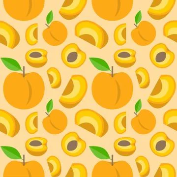 Peach or nectarine seamless pattern for wallpaper or wrapping paper Stock Illustration