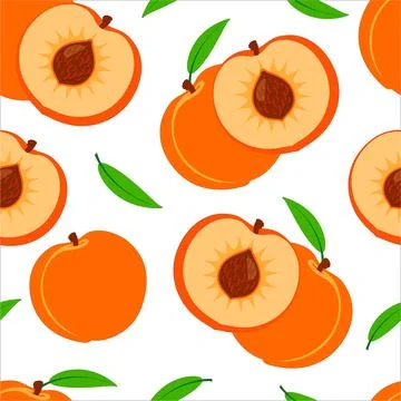 Peach pattern on white background, wrapping paper, seamless pattern, vector t Stock-Illustration