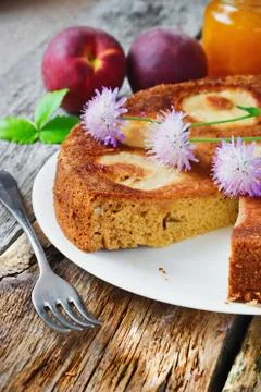 Peach pie Stock Photos