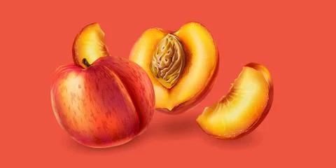 Peach on pink background Stock Illustration