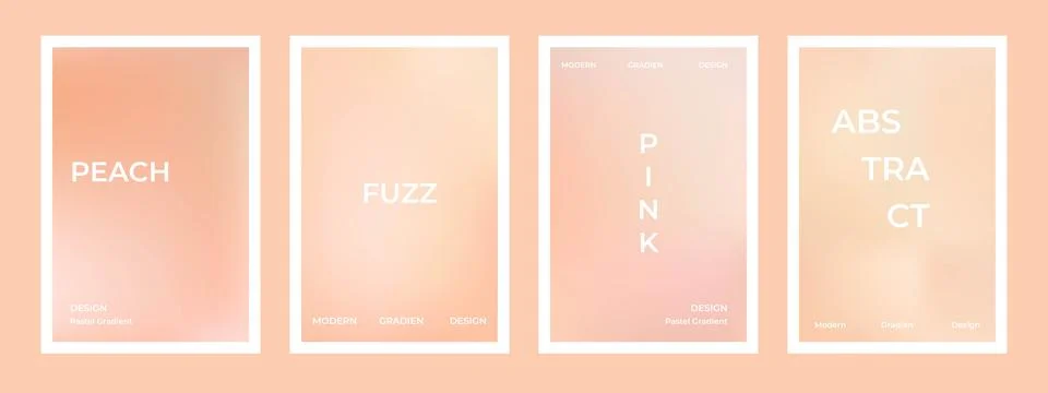 Peach pink gradient background set. Nude, peach and apricot gradient soft poster Stock Illustration