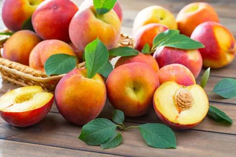 Peach is a ripe fruit. Stock Photos