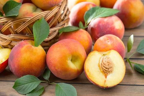 Peach is a ripe fruit. Stock Photos