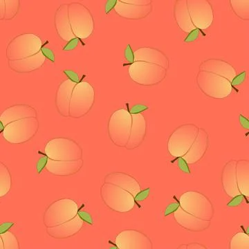 Peach Seamless on Orange Background Stock Illustration