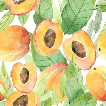 Peach seamless pattern. Background design for tea, ice cream, natural cosmetics, Stock Illustration