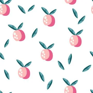Peach seamless pattern. Sweet summer fruit background. Perfect for textile, w Illustrazione stock