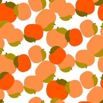 Peach seamless vector pattern on white Stock Illustration