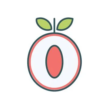 Peach slice icon. Simple flat icon of a halved peach with a seed. Perfect f.. Stock Illustration