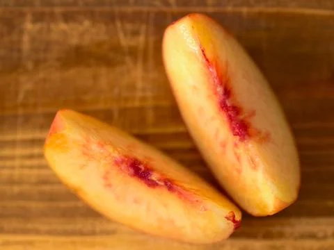 Peach slices Stock Photos