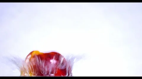 Peach splashing in slow motion Stock Footage 56037479
