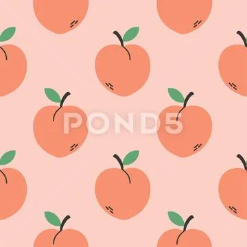 Peach summer pattern on pink background. Simple seamless pattern with peaches Illustrazione stock