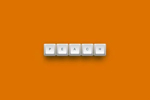 Peach text on a 3d keyboard button with shadow concept series Stock-Illustration