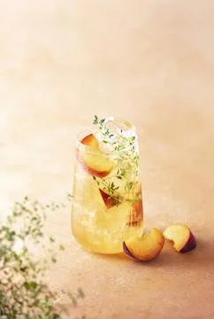 Peach thyme iced tea Stock Photos