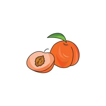 Peach vector icon on a white background Illustrazione stock