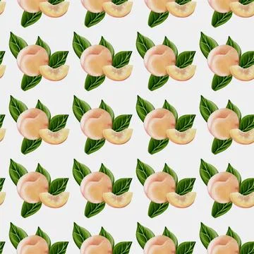 Peach watercolor pattern for textile design suitable for packaging and wall.. Stock Illustration