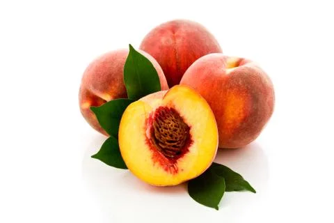 Peach on white background Stock Photos