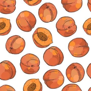 Peach on white background. Vector  illustration. Stock Illustration