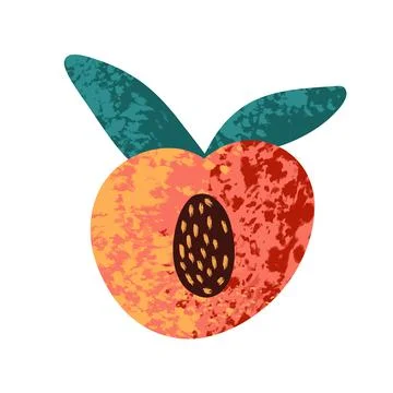 Peach on a white background. Vector illustration Stock Illustration