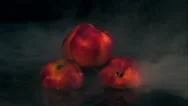 Peaches Blowing Up, Exploding In Slow Motion Isolated On Black Stock Footage
