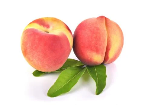 Peaches fruit on white background Stock Photos