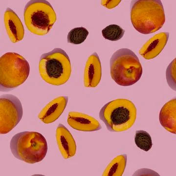 Peaches seamless pattern, Stock Photos