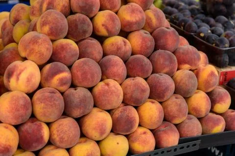 Peaches at a street market Stock Photos