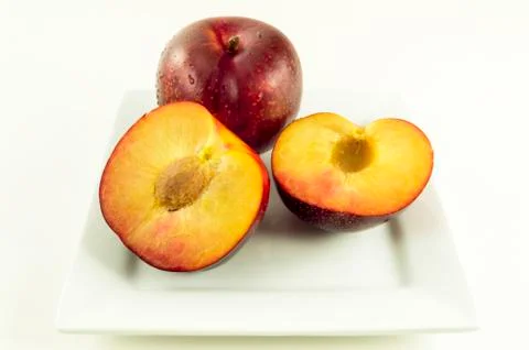 Peaches on white Stockfoto's