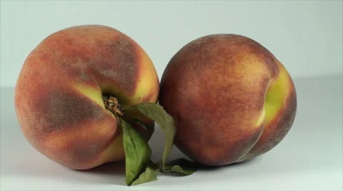 Peaches On A White Surface, Fruit, Dessert, Delicious, Bio, Organic, Pan Stock Footage 40616461