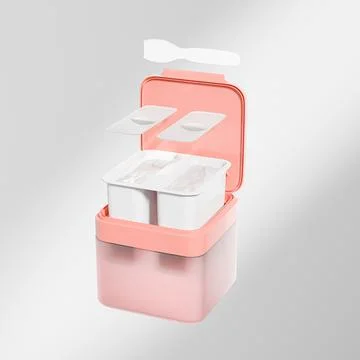 Peachy color rectangular shape facial cream container with flip top cap lid Stock Illustration