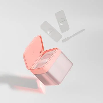 Peachy color rectangular shape facial cream container with flip top cap lid Illustrazione stock