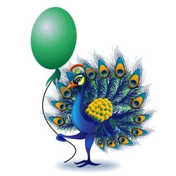 Peacock. Abstract bird on white background Stock Illustration