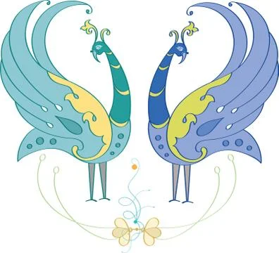 Peacock artistic hand drawn Stock Illustration