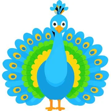 Peacock Bird Feather Elegance Dance Nature Stock Illustration