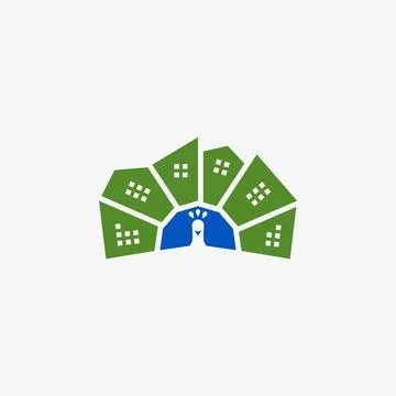 Peacock City Logo Illustrazione stock