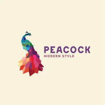 Peacock colored initial submissions to polygons design style low poly accurate Stock Illustration
