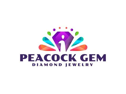Peacock diamond logo design template Stock Illustration