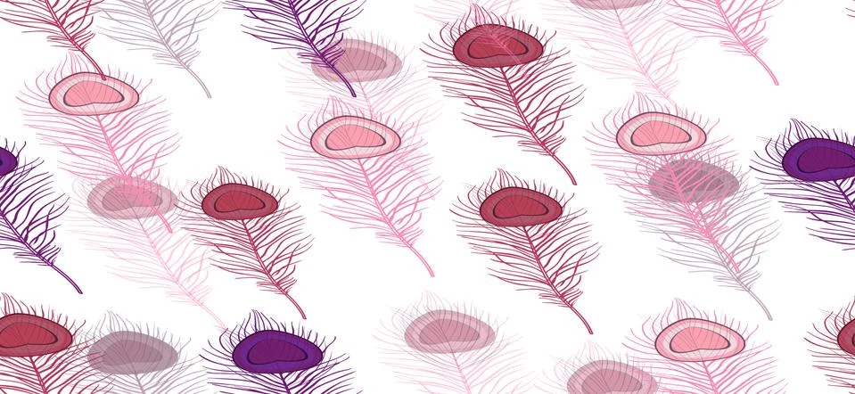Peacock feather background repeating multicolored handdrawn sketch Stock Illustration