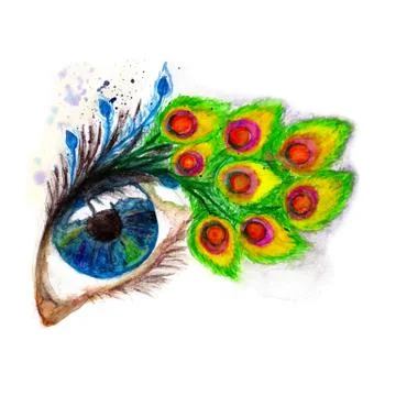 Peacock feather eyelashes Stock Illustration