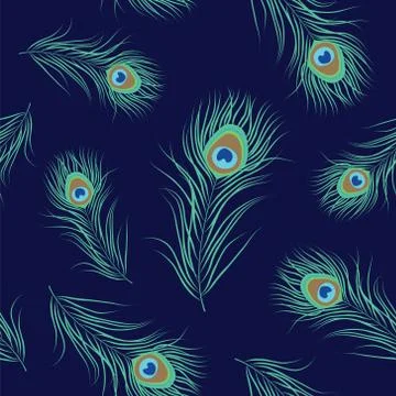 Peacock feather seamless pattern Stock Illustration